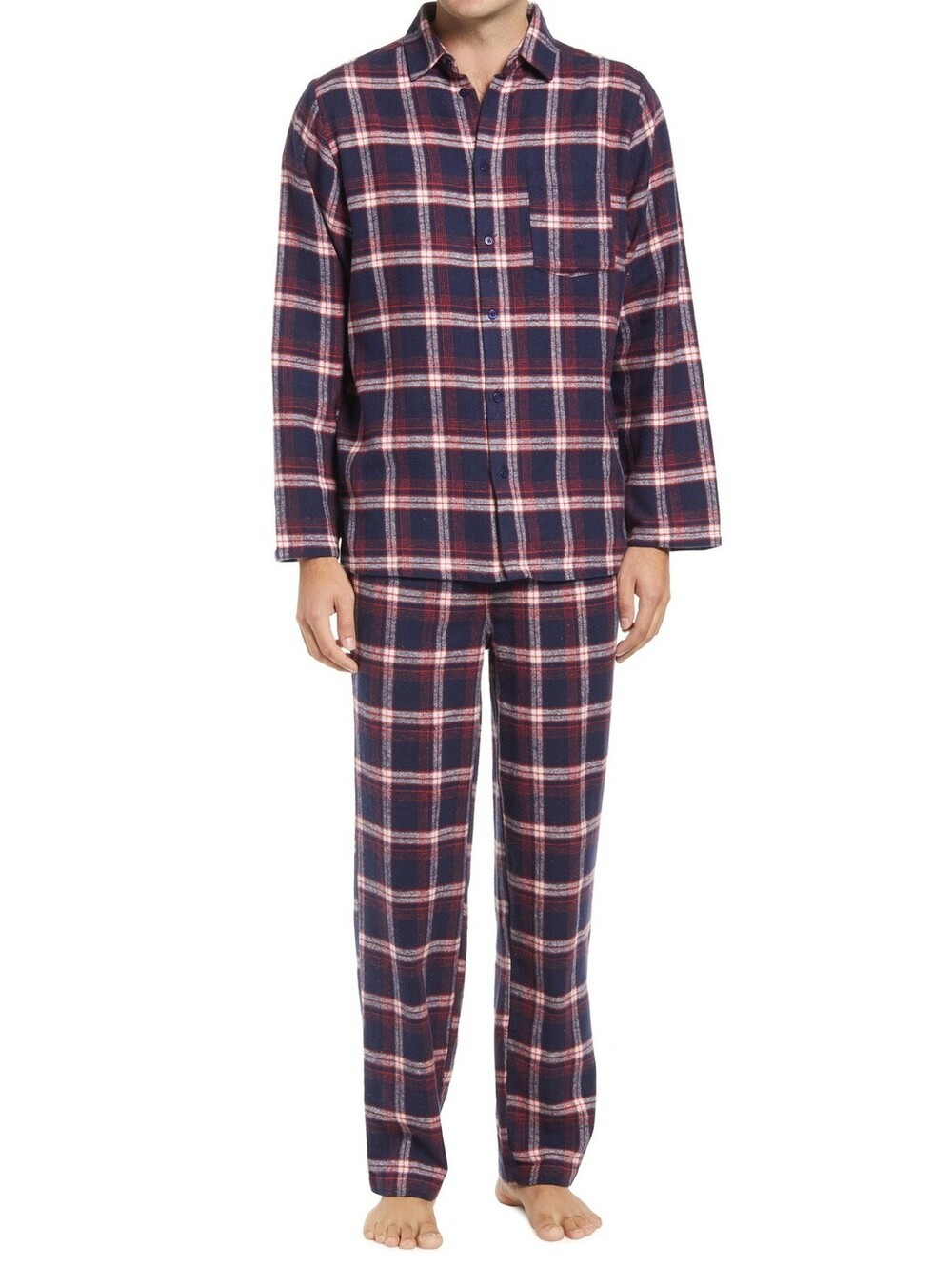Nordstrom Men's Flannel Family Sleepwear & Robes Peacoat Tartan at Nordstrom,